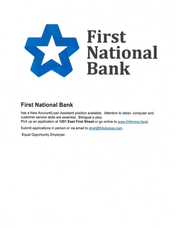 First National Bank Job Posting